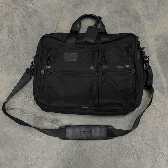 Tumi Alpha Expandable Briefcase Carry Laptop Bag Nylon Black 26160DH - Picture 1 of 15